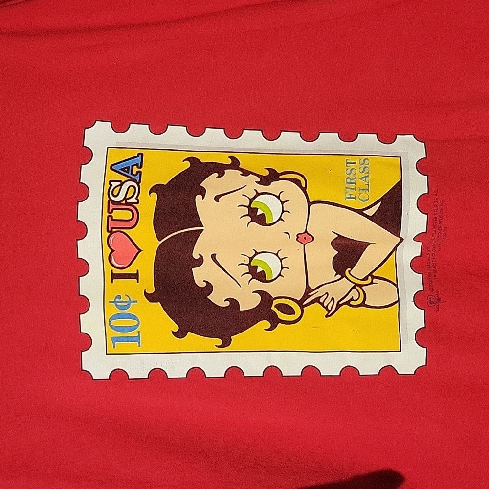 VTG Y2K BETTY BOOP I LOVE USA STAMP T SHIRT 2XL